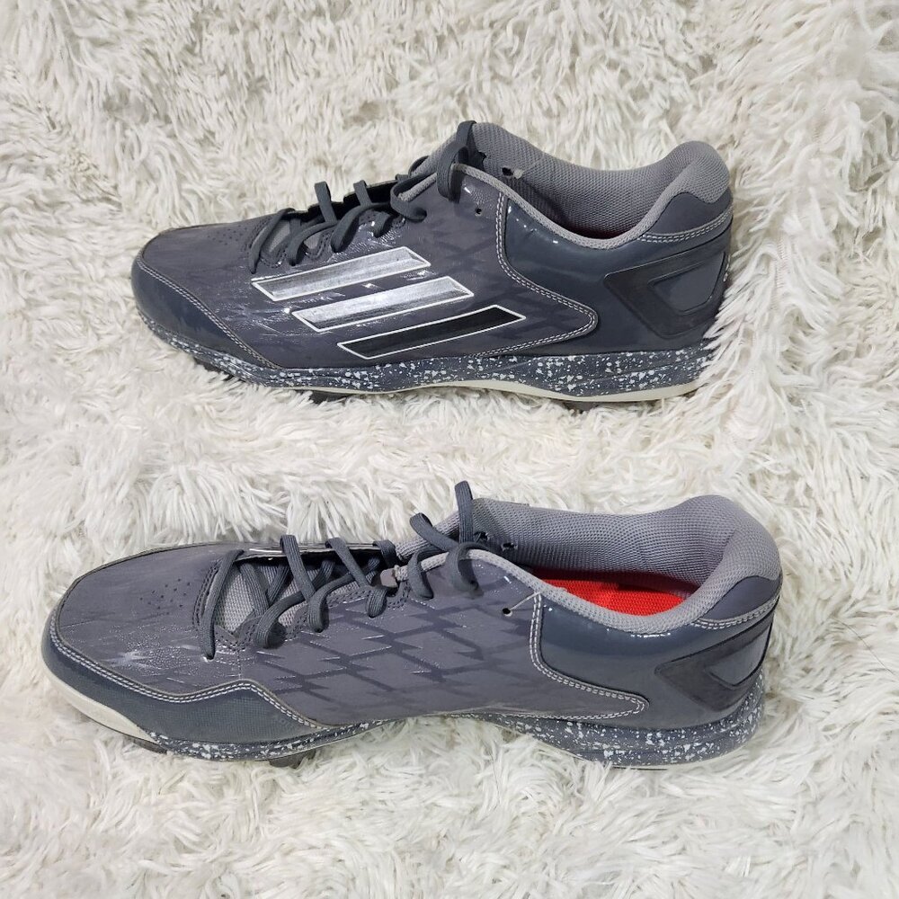 Adidas Men's Gray Athletic baseball Shoes Size 14 With White Stripes & Speckled